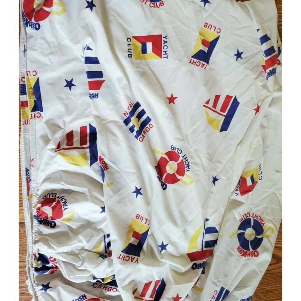 Vintage 1980s Oshkosh twin sheet‎ set material boat yacht club naval cargo